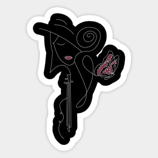 Abstract Woman with Butterfly  - Line Art Drawing Sticker